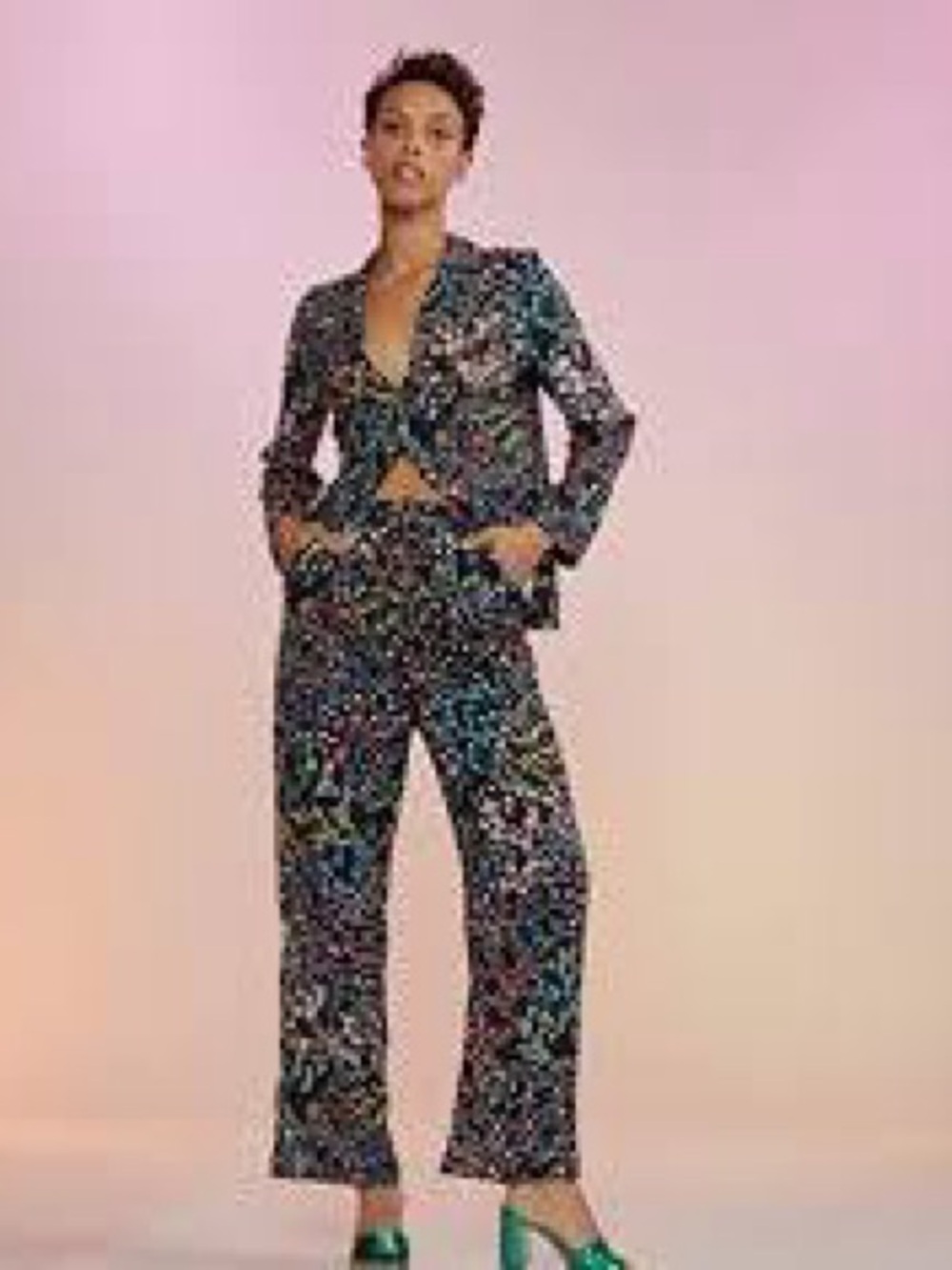 Cynthia Rowley Floral Pattern Wide-Leg Pants - Black Multi